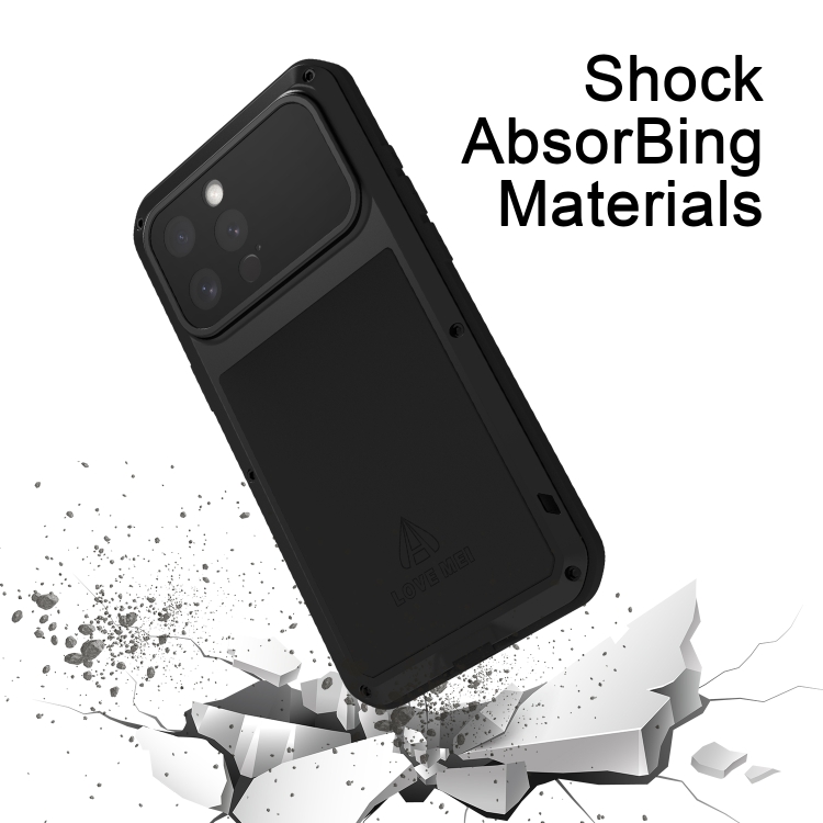 For iPhone 16 Pro Max LOVE MEI Metal Shockproof Life Waterproof Dustproof Phone Case(Black) For iPhone 16 Pro Max LOVE MEI Metal Shockproof Life Waterproof Dustproof Phone Case(Black)