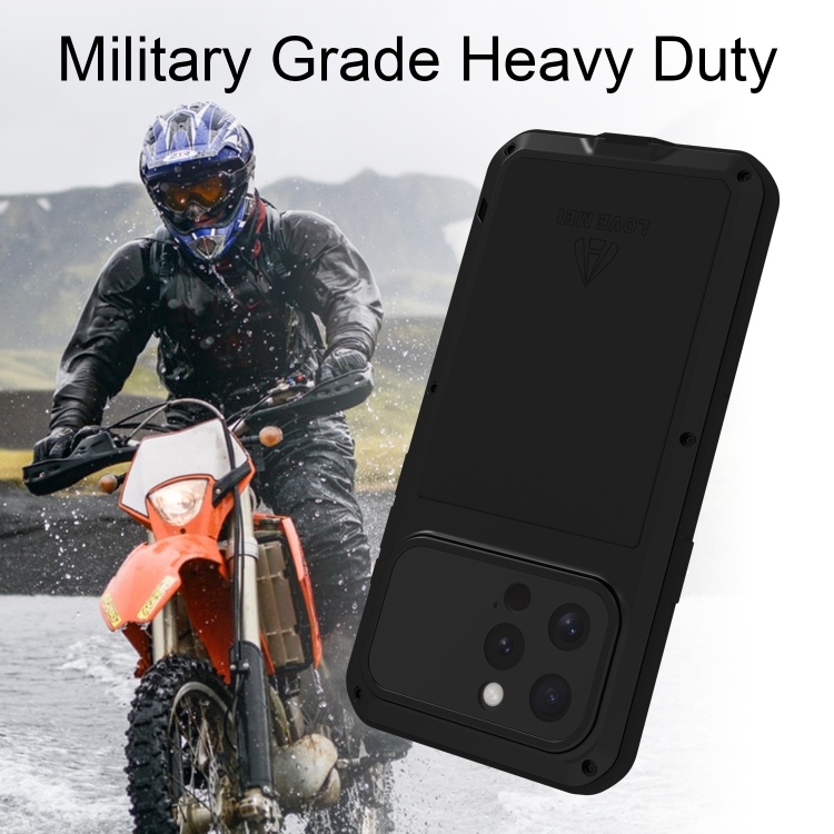 For iPhone 16 Pro Max LOVE MEI Metal Shockproof Life Waterproof Dustproof Phone Case(Black) For iPhone 16 Pro Max LOVE MEI Metal Shockproof Life Waterproof Dustproof Phone Case(Black)