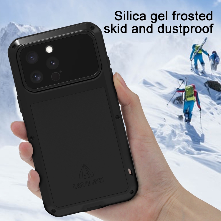 For iPhone 16 Pro Max LOVE MEI Metal Shockproof Life Waterproof Dustproof Phone Case(Black) For iPhone 16 Pro Max LOVE MEI Metal Shockproof Life Waterproof Dustproof Phone Case(Black)
