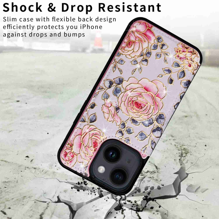 For iPhone 14 Printed Double Buckle RFID Anti-theft Phone Case(Pastoral Rose) For iPhone 14 Printed Double Buckle RFID Anti-theft Phone Case(Pastoral Rose)