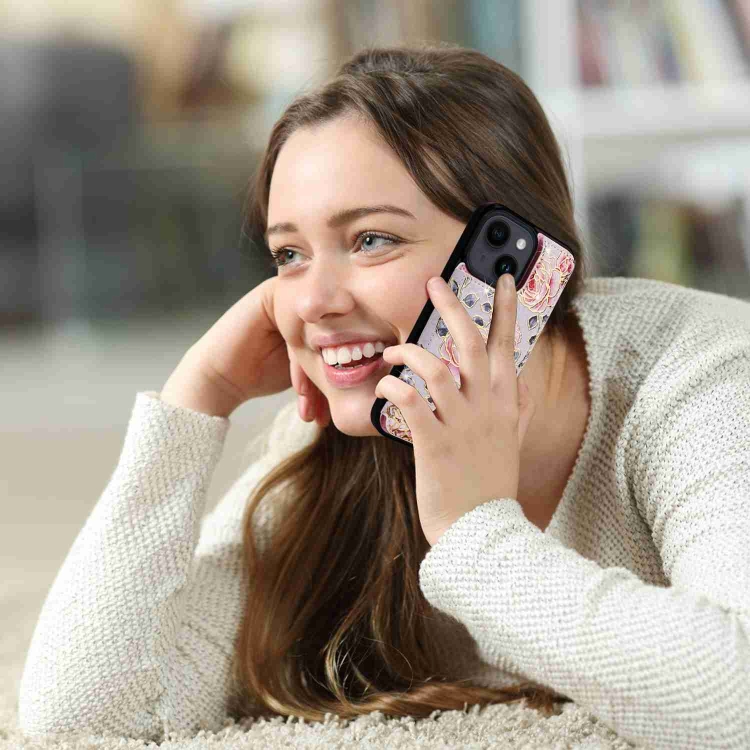 For iPhone 14 Printed Double Buckle RFID Anti-theft Phone Case(Pastoral Rose) For iPhone 14 Printed Double Buckle RFID Anti-theft Phone Case(Pastoral Rose)