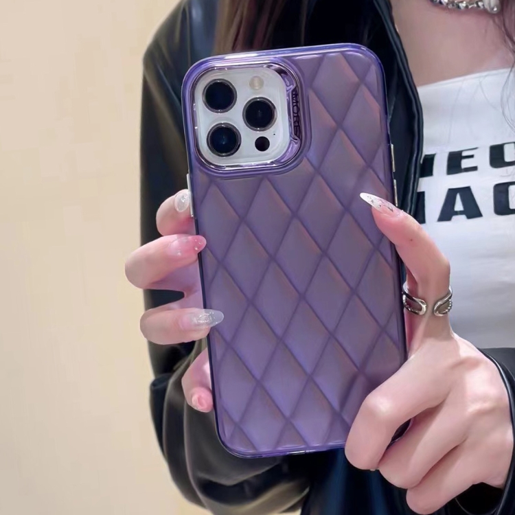 For iPhone 13 Pro Max 3D Rhombus Electroplating TPU Hybrid PC Phone Case(Purple) For iPhone 13 Pro Max 3D Rhombus Electroplating TPU Hybrid PC Phone Case(Purple)