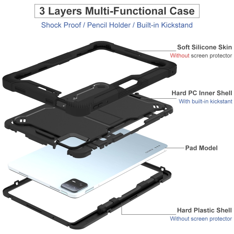 Para Xiaomi Pad 6 Funda para tableta híbrida de silicona a prueba de golpes  con soporte (