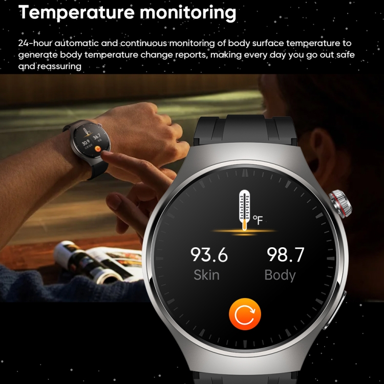 Smart Watch Monitoreo de Glucosa en Sangre Smartwatch Compatible con  Bluetooth (Negro)