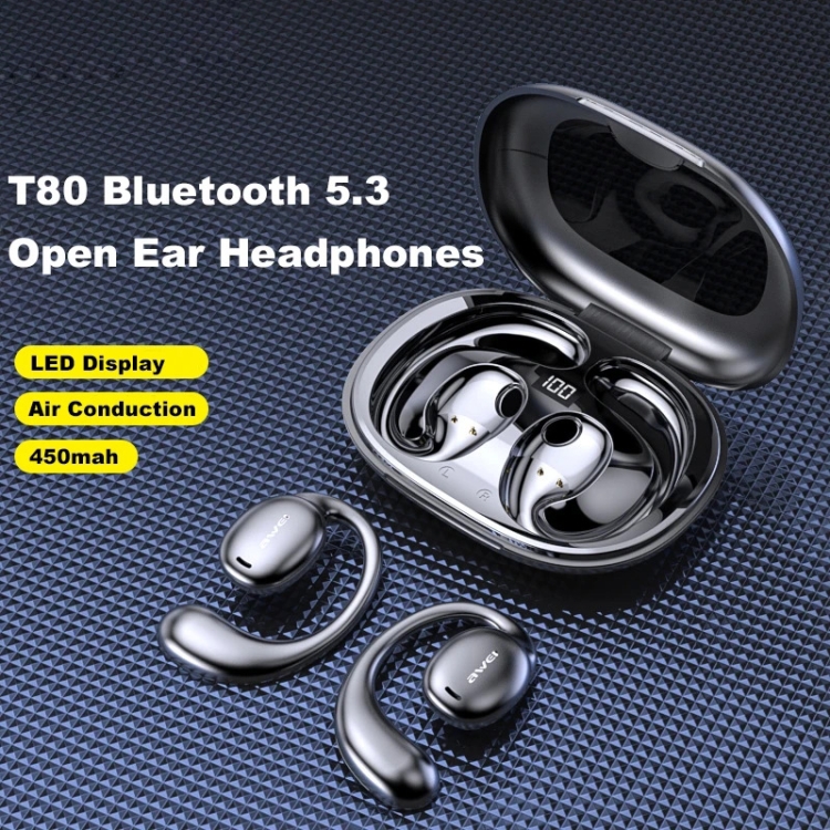 awei T80 Air Conduction Sport TWS Bluetooth Earbuds(Black) awei T80 Air Conduction Sport TWS Bluetooth Earbuds(Black)