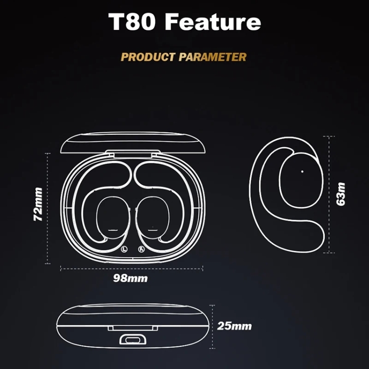 awei T80 Air Conduction Sport TWS Bluetooth Earbuds(Black) awei T80 Air Conduction Sport TWS Bluetooth Earbuds(Black)