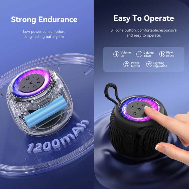 USAMS US-YX014 Yinya Series Mini Wireless Bluetooth Speaker(Black)