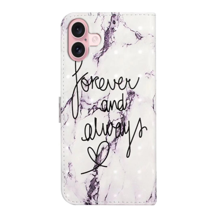For iPhone 16 Oil Embossed 3D Drawing Leather Phone Case(Words Marble) For iPhone 16 Oil Embossed 3D Drawing Leather Phone Case(Words Marble)