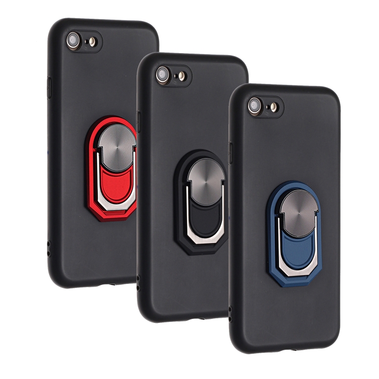 For iPhone SE 2022 / SE 2020 / 8 / 7 PC + TPU Shockproof Protective Case with Ring Holder(Black Red) For iPhone SE 2022 / SE 2020 / 8 / 7 PC + TPU Shockproof Protective Case with Ring Holder(Black Red)