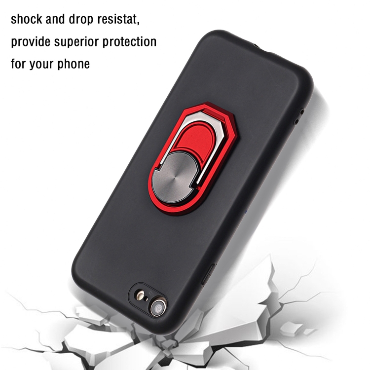 For iPhone SE 2022 / SE 2020 / 8 / 7 PC + TPU Shockproof Protective Case with Ring Holder(Black Red) For iPhone SE 2022 / SE 2020 / 8 / 7 PC + TPU Shockproof Protective Case with Ring Holder(Black Red)