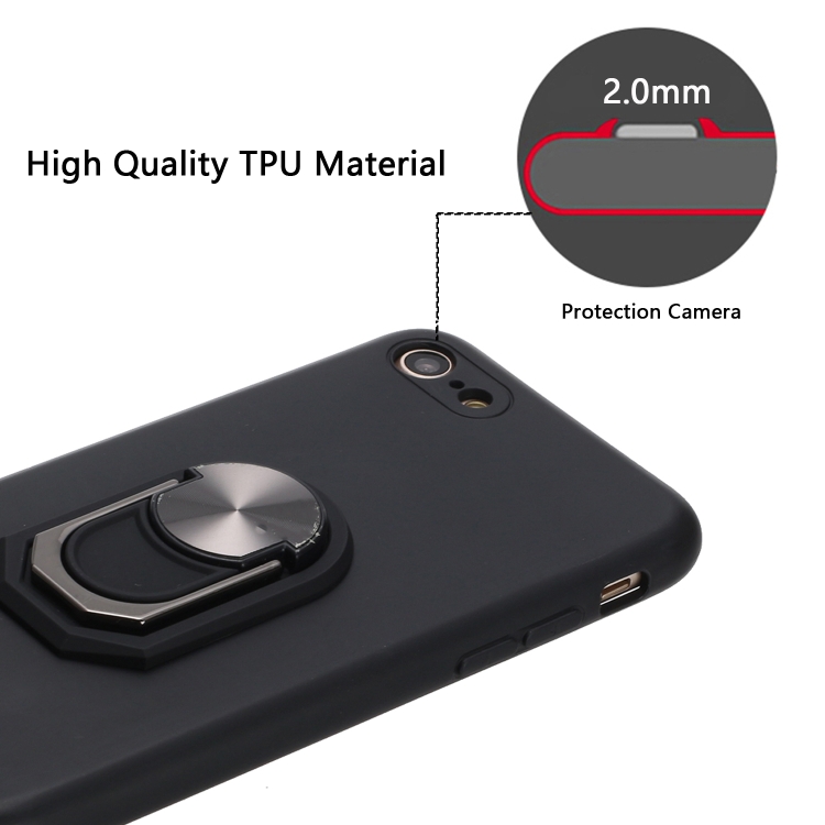 For iPhone SE 2022 / SE 2020 / 8 / 7 PC + TPU Shockproof Protective Case with Ring Holder(Black Red) For iPhone SE 2022 / SE 2020 / 8 / 7 PC + TPU Shockproof Protective Case with Ring Holder(Black Red)