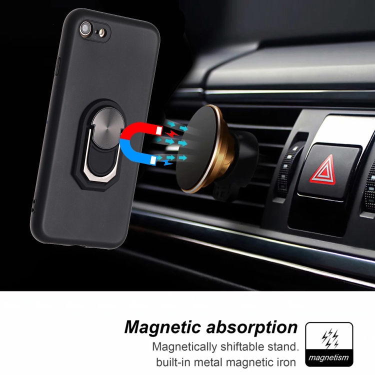 For iPhone SE 2022 / SE 2020 / 8 / 7 PC + TPU Shockproof Protective Case with Ring Holder(Black Red) For iPhone SE 2022 / SE 2020 / 8 / 7 PC + TPU Shockproof Protective Case with Ring Holder(Black Red)