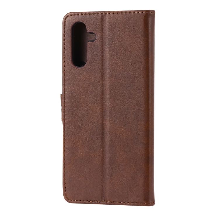 For Samsung Galaxy S23 FE 5G Embossed Happy Cat Pattern Flip Leather Phone Case(Brown)