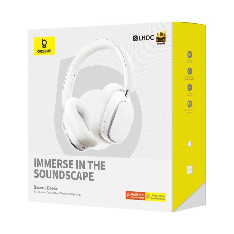 Baseus Bowie Series H1 Pro Head-mounted Noise Reduction Bluetooth Earphone(White) Baseus Bowie Series H1 Pro Head-mounted Noise Reduction Bluetooth Earphone(White)