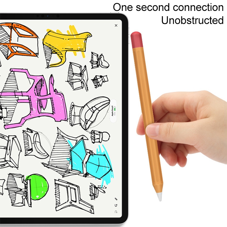 For Apple Pencil 2 Stylus Touch Pen Split Contrast Color Silicone Protective Case(Lemon Avocado) For Apple Pencil 2 Stylus Touch Pen Split Contrast Color Silicone Protective Case(Lemon Avocado)