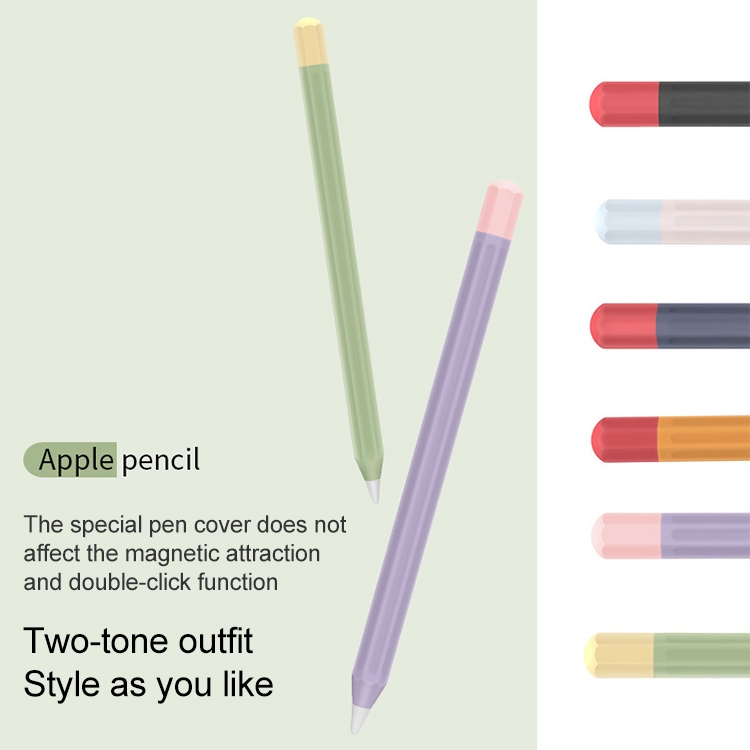 For Apple Pencil 2 Stylus Touch Pen Split Contrast Color Silicone Protective Case(Lemon Avocado) For Apple Pencil 2 Stylus Touch Pen Split Contrast Color Silicone Protective Case(Lemon Avocado)