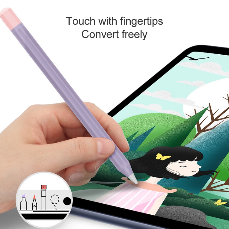 For Apple Pencil 2 Stylus Touch Pen Split Contrast Color Silicone Protective Case(Lemon Avocado) For Apple Pencil 2 Stylus Touch Pen Split Contrast Color Silicone Protective Case(Lemon Avocado)