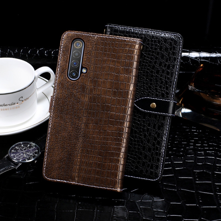 IDEWEI For Blackview A96 Crocodile Texture Leather Case Wallet Phone Cover  - Black
