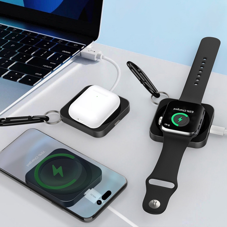 For iPhone / AirPods / iWatch Series 3 in 1 Portable Wireless Charger(Black) For iPhone / AirPods / iWatch Series 3 in 1 Portable Wireless Charger(Black)