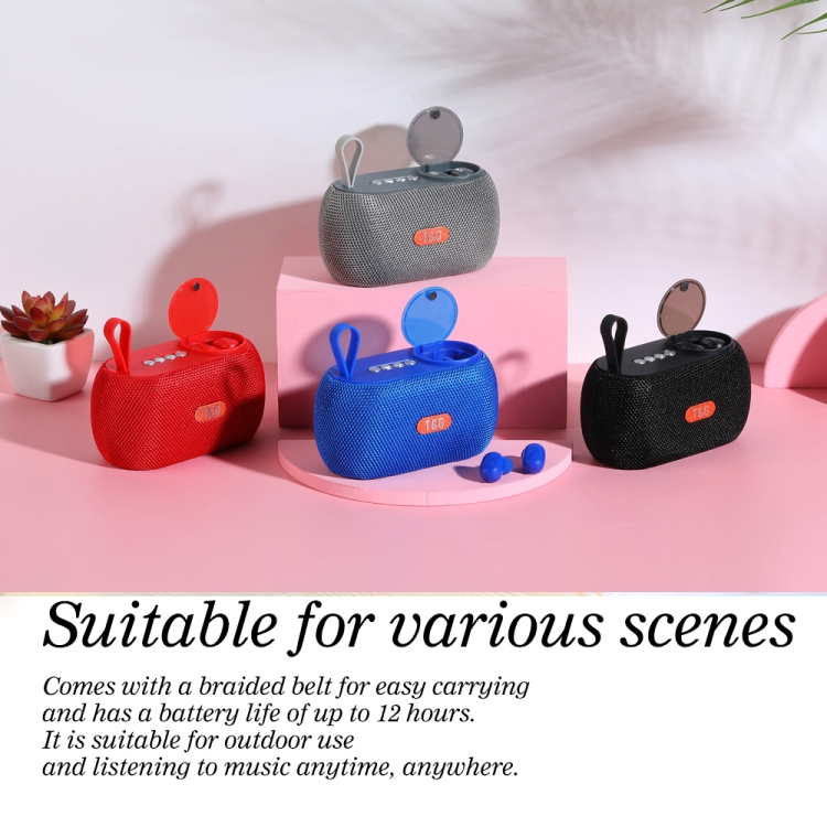 T&G TG810 2 in 1 Portable Outdoor Speaker + Mini Wireless Bluetooth Earphone(Red)