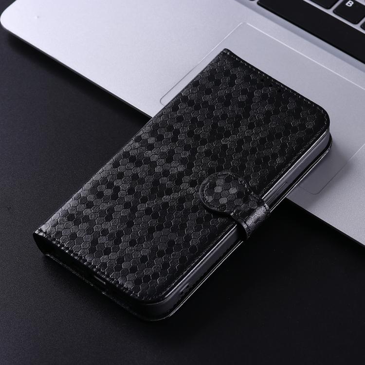 For Honor 600 Lite Global Honeycomb Dot Texture Leather Phone Case(Black)