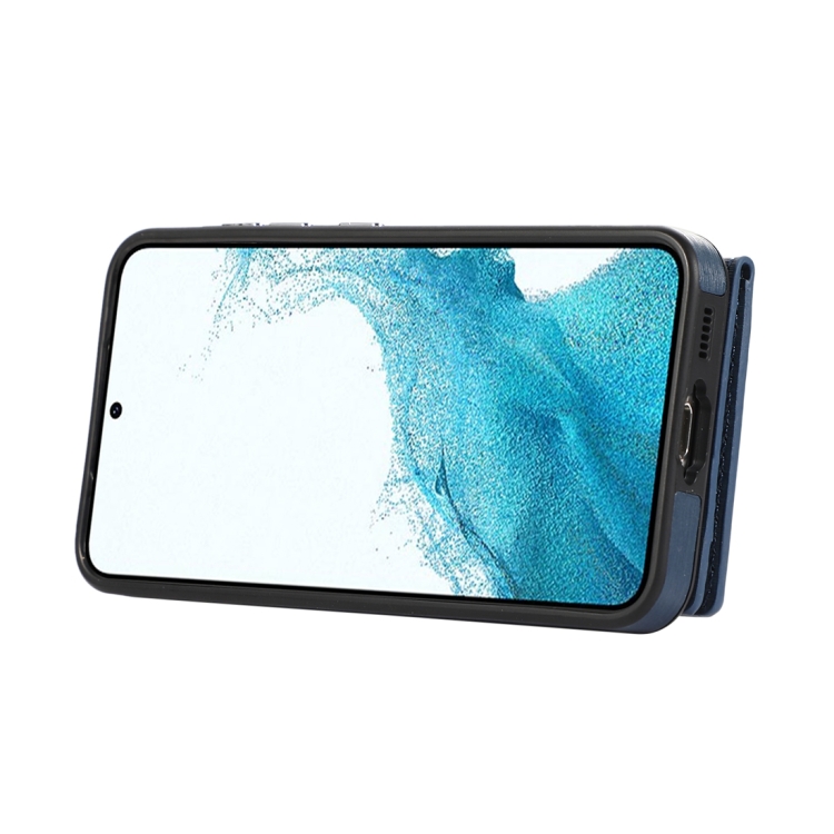 For Samsung Galaxy Galaxy S22 Ultra 5G Brushed Texture Wallet Ring Holder Phone Case(Blue) For Samsung Galaxy Galaxy S22 Ultra 5G Brushed Texture Wallet Ring Holder Phone Case(Blue)