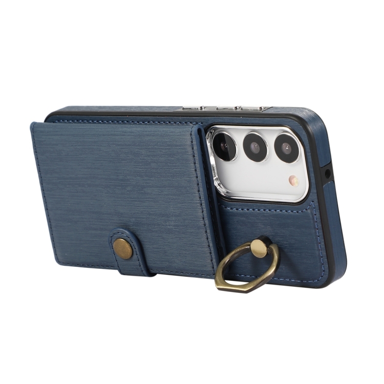 For Samsung Galaxy Galaxy S22 Ultra 5G Brushed Texture Wallet Ring Holder Phone Case(Blue) For Samsung Galaxy Galaxy S22 Ultra 5G Brushed Texture Wallet Ring Holder Phone Case(Blue)