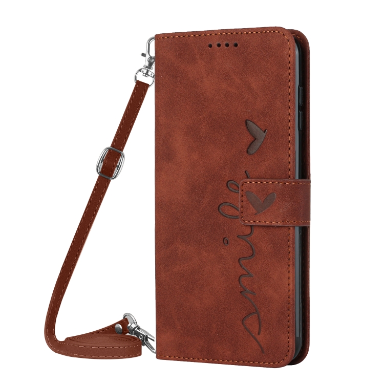 For Samsung Galaxy S24 Skin Feel Heart Embossed Leather Phone Case with Long Lanyard(Brown) For Samsung Galaxy S24 Skin Feel Heart Embossed Leather Phone Case with Long Lanyard(Brown)