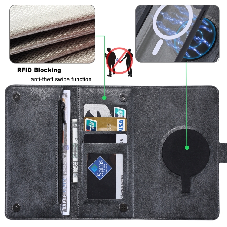 For iPhone 14 Plus ViLi GV Series MagSafe Magnetic Zipper Leather Phone Case(Black) For iPhone 14 Plus ViLi GV Series MagSafe Magnetic Zipper Leather Phone Case(Black)