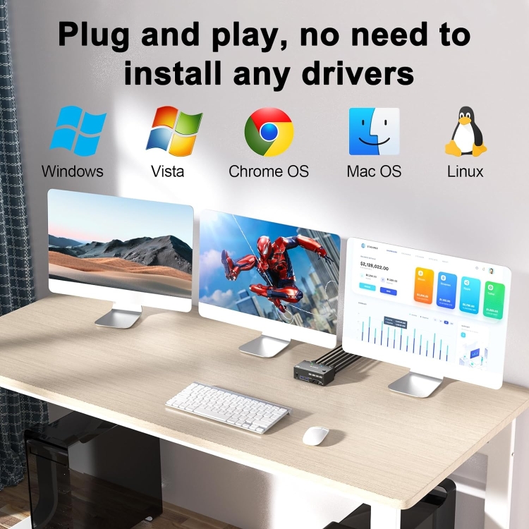 KCKVM203DH 8K 30Hz USB3.0 DP+DP+HDMI Triple Monitors KVM Switch