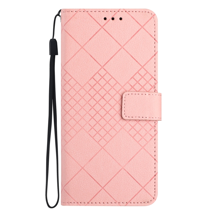 Para Xiaomi Redmi A2 / A1 Funda para teléfono de cuero con textura rómbica  y cordón (rojo)