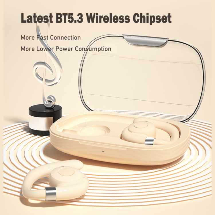 HF02 Ear Clip Bone Conduction TWS Noise Reduction Bluetooth Earphone(Beige) HF02 Ear Clip Bone Conduction TWS Noise Reduction Bluetooth Earphone(Beige)