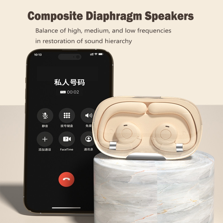 HF02 Ear Clip Bone Conduction TWS Noise Reduction Bluetooth Earphone(Beige) HF02 Ear Clip Bone Conduction TWS Noise Reduction Bluetooth Earphone(Beige)