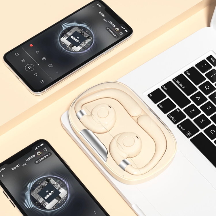 HF02 Ear Clip Bone Conduction TWS Noise Reduction Bluetooth Earphone(Beige) HF02 Ear Clip Bone Conduction TWS Noise Reduction Bluetooth Earphone(Beige)