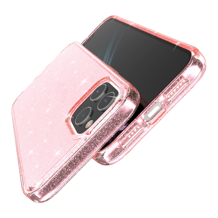 For iPhone 12 Pro Max Shockproof Terminator Style Glitter Powder Protective Case(Pink) For iPhone 12 Pro Max Shockproof Terminator Style Glitter Powder Protective Case(Pink)