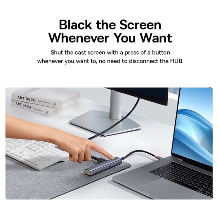 Baseus BS-OH164 UltraJoy Series 6 in 1 USB-C / Type-C Port HUB Docking Station AIR(Space Grey) - 3