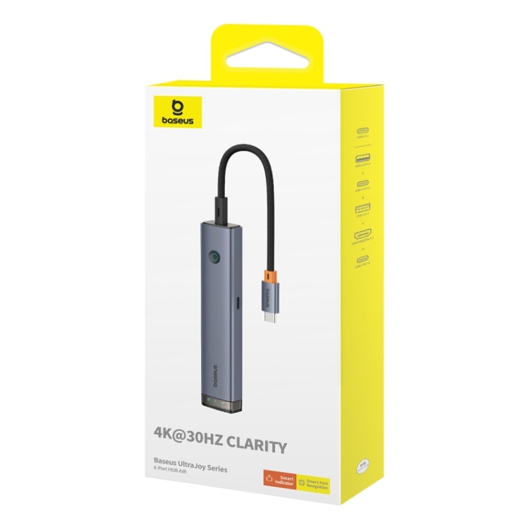Baseus BS-OH164 UltraJoy Series 6 in 1 USB-C / Type-C Port HUB Docking Station AIR(Space Grey) - 7