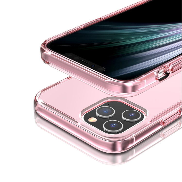 For iPhone 12 Pro Max Shockproof Terminator Style Transparent Protective Case(Pink) For iPhone 12 Pro Max Shockproof Terminator Style Transparent Protective Case(Pink)