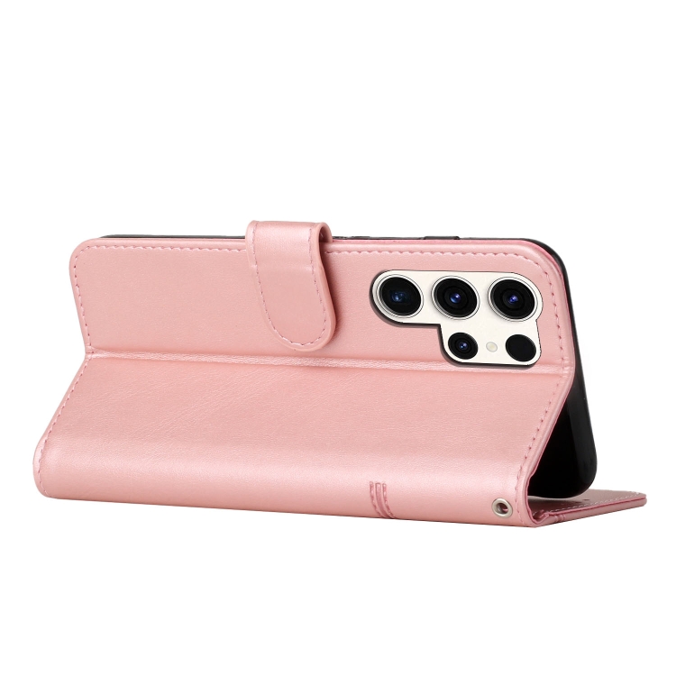 ForSamsung Galaxy S24 Ultra Stitching Calf Texture Buckle Leather Phone Case(Pink) ForSamsung Galaxy S24 Ultra Stitching Calf Texture Buckle Leather Phone Case(Pink)