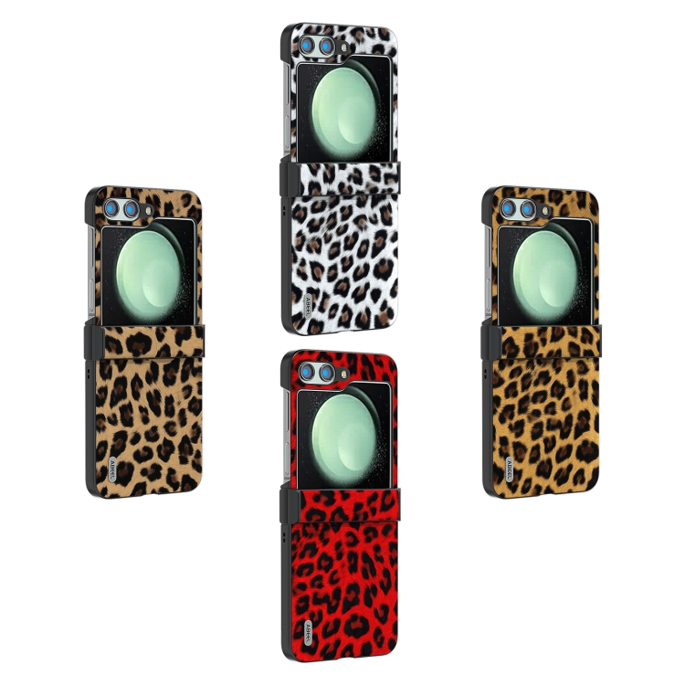 For Samsung Galaxy Z Flip5 ABEEL Hinge Black Edge Leopard Phone Case(Golden) For Samsung Galaxy Z Flip5 ABEEL Hinge Black Edge Leopard Phone Case(Golden)