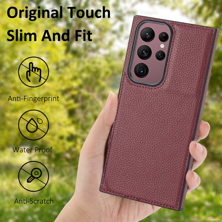 For Samsung Galaxy S23 Ultra 5G Litchi Pattern Stitched Side-mounted Phone Case(Dark Red) For Samsung Galaxy S23 Ultra 5G Litchi Pattern Stitched Side-mounted Phone Case(Dark Red)