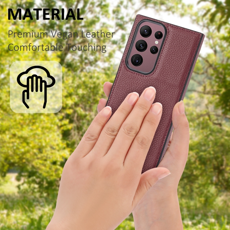 For Samsung Galaxy S23 Ultra 5G Litchi Pattern Stitched Side-mounted Phone Case(Dark Red) For Samsung Galaxy S23 Ultra 5G Litchi Pattern Stitched Side-mounted Phone Case(Dark Red)