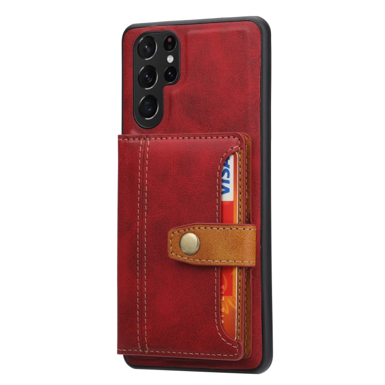 For Samsung Galaxy S24 Ultra 5G Calfskin Card Slot TPU + PU Phone Case(Red) For Samsung Galaxy S24 Ultra 5G Calfskin Card Slot TPU + PU Phone Case(Red)