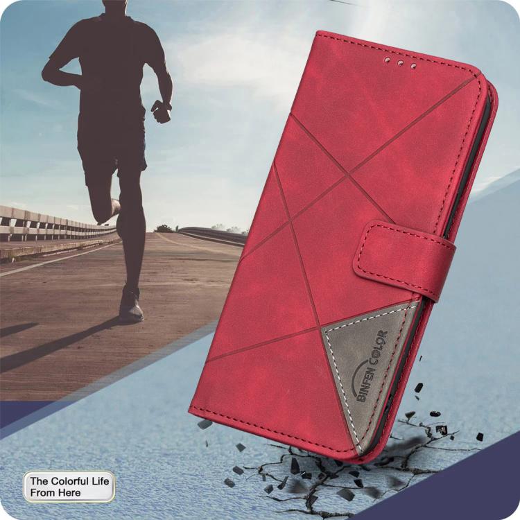 For Tecno Camon 50 4G Magnetic Buckle Rhombus Texture Leather Phone Case(Red)