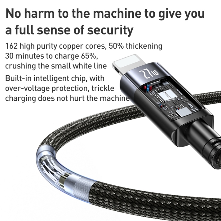 YESIDO CA159 1.2m 27W USB-C / Type-C to 8 Pin Auto Power-off Charging Cable(Black) YESIDO CA159 1.2m 27W USB-C / Type-C to 8 Pin Auto Power-off Charging Cable(Black)