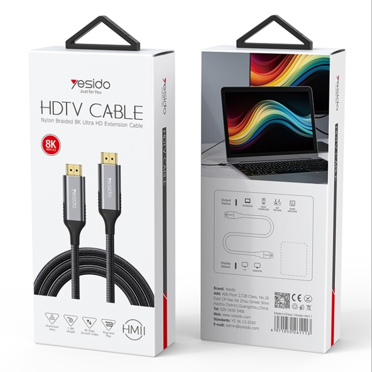 Yesido HM11 1.8m HDMI Male to HDMI Male 8K UHD Extension Cable(Black) - 9