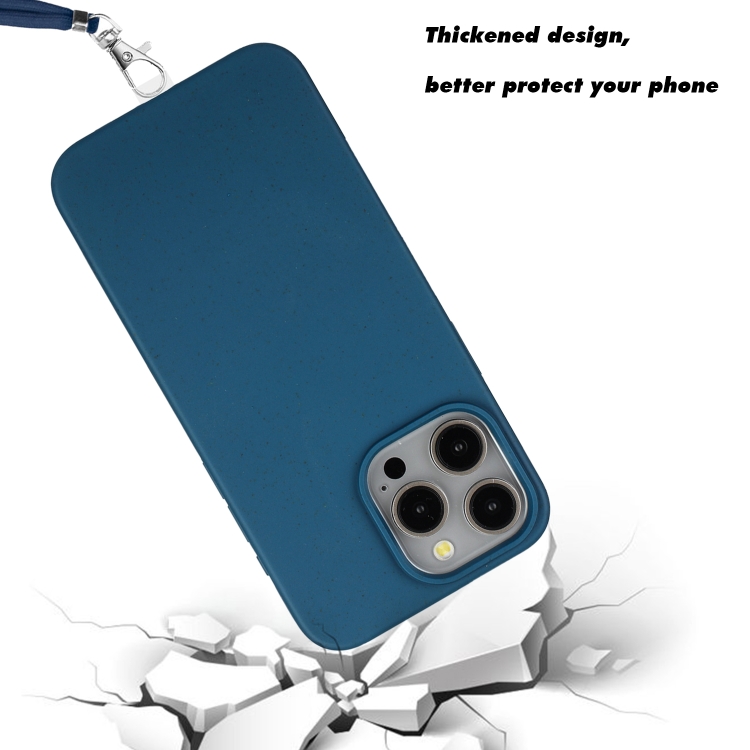 For iPhone 11 Pro Max Wheat MagSafe Magnetic Straw Material + TPU Phone Case with Lanyard(Blue) For iPhone 11 Pro Max Wheat MagSafe Magnetic Straw Material + TPU Phone Case with Lanyard(Blue)