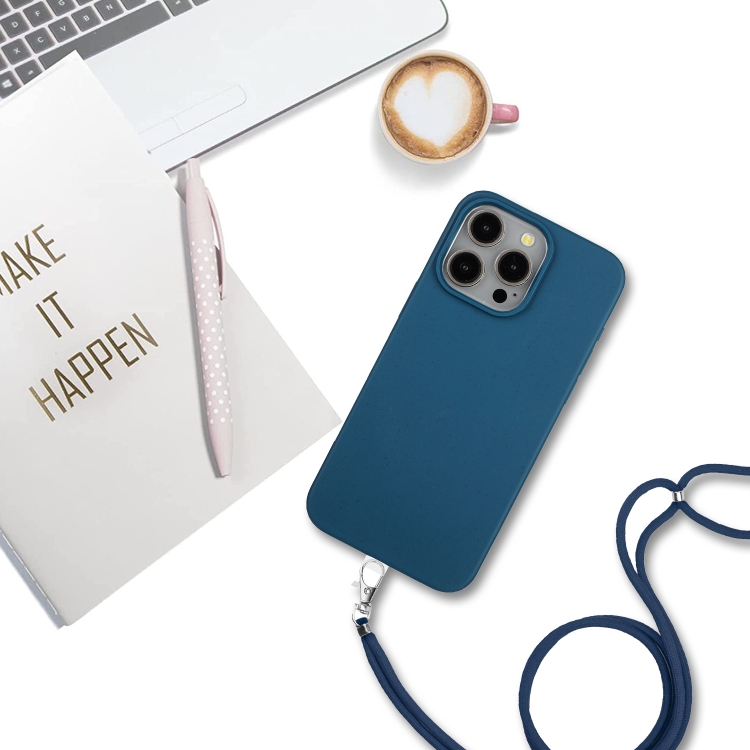 For iPhone 11 Pro Max Wheat MagSafe Magnetic Straw Material + TPU Phone Case with Lanyard(Blue) For iPhone 11 Pro Max Wheat MagSafe Magnetic Straw Material + TPU Phone Case with Lanyard(Blue)