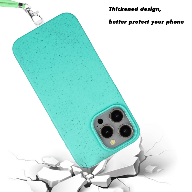 For iPhone 11 Pro Wheat MagSafe Magnetic Straw Material + TPU Phone Case with Lanyard(Green) For iPhone 11 Pro Wheat MagSafe Magnetic Straw Material + TPU Phone Case with Lanyard(Green)