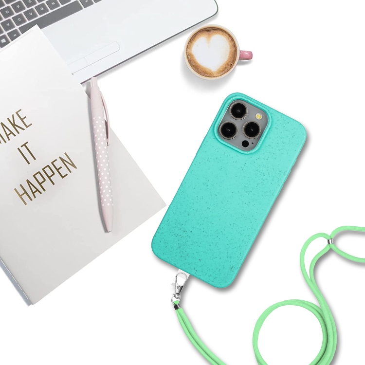For iPhone 11 Pro Wheat MagSafe Magnetic Straw Material + TPU Phone Case with Lanyard(Green) For iPhone 11 Pro Wheat MagSafe Magnetic Straw Material + TPU Phone Case with Lanyard(Green)